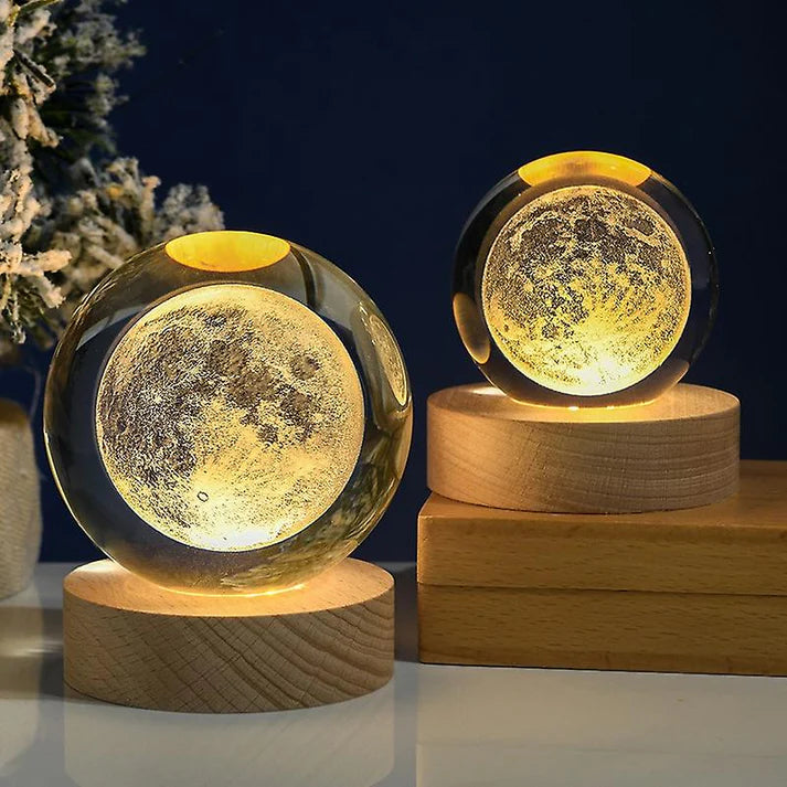 Astrosphere Crystal Ball Lamps with Moon Design – Unique Celestial Night Lights for Home Decor and Relaxation